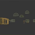 Golden Arched Architectural Windows With Multiple Various Shapes And Designs