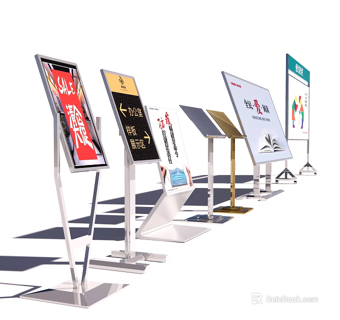 Various Outdoor Advertising Billboards With Different Stand Designs And Displays 3d model 