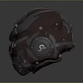 Futuristic Armored Helmet Featuring Mechanical Design Metallic Red Silver Finish And Detailed Components