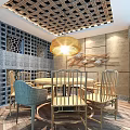 Classic Restaurant Interior Design With Stone Walls Wooden Elements And Bookshelves