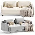 Stylish Modern Velvet Double Seater Sofa With Decorative Pillows And Soft Tassel Throw Blanket