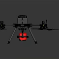 Black Professional Quadcopter Drone With Four Propellers And Red Undercarriage Components