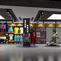 Modern Sportswear Store Interior With T shirts Sportswear Basketballs Mannequins And Shelves