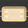 Stylish Decorative Tray with Pink Handles and Tree Geometric Patterns in Beige Blue Gray Tones