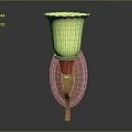 Elegant Wall Mounted Sconce With Yellow Ribbed Glass Shade And Copper Carved Base