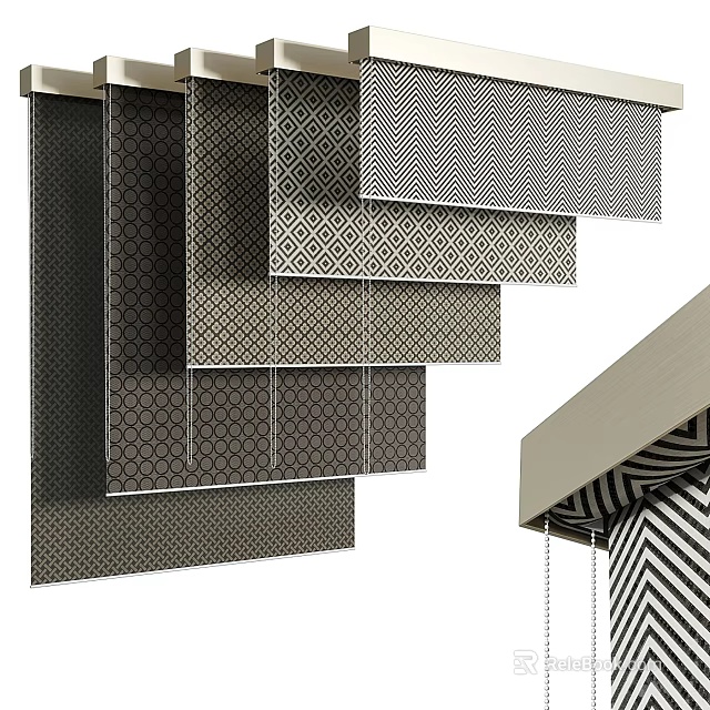 Various Patterned Window Blinds Showcasing Different Design Styles And Textures 3d model 