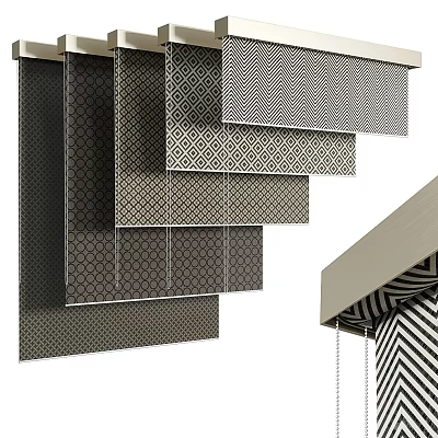 Various Patterned Window Blinds Showcasing Different Design Styles And Textures 3d model
