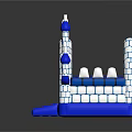 Inflatable Castle Shaped Play Equipment With Blue And White Design And Slide Entrance For Kids