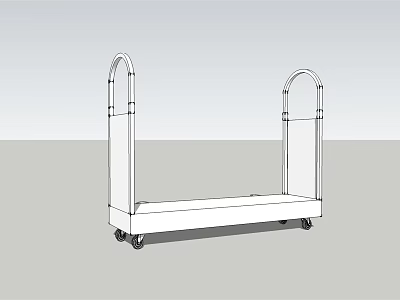 White Utility Cart With Curved Handles And Rolling Wheels For Transport 3d model