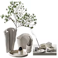 Elegant Modern Ceramic Vase With Green Branches And Fresh Leaves Decoration