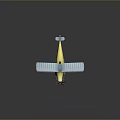 Vintage Style Toy Biplane Model With Yellow Body And Light Blue Wings