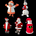 Christmas Decorative Ornament Set With Santa Snowman Reindeer Tree And Gift Boxes