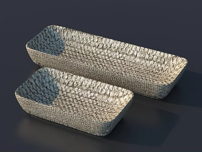 Woven Rectangular Storage Baskets for Home Organizing Essentials Set of Two 3d model