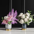 Elegant Marble Vase With Gold Base Holding Pink Roses White Peonies And Green Leaves