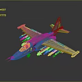 Gray Military Aircraft Model With Red Star Emblems And Multiple Missiles On Wings Detailed Design