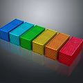 Colorful Shipping Containers Arranged In Row With Vibrant Blue Green Yellow Orange Red