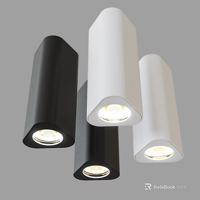 Modern LED Downlights and Spotlights with Black and White Finish and Illuminated Design 3d model 