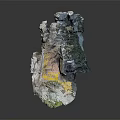 Garden Landscape Rock Formation With Mossy Green And Yellow Textured Natural Details