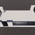 Modern Black Entrance Gate With Metal Fence White Wall And Gravel Ground