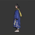 Blue Bachelor Graduation Gown With Cap And White Shoes Standing On Grey Background