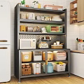 Stylish Multi Layer Kitchen Side Storage Cabinet For Organizing Small Appliances And Daily Tableware
