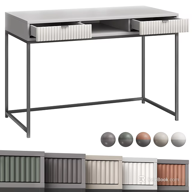 Modern Office Desk Design With Drawers Metal Legs And Color Options 3d model 
