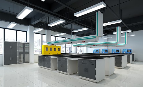 Three-layer instrument room of modern laboratory 3d model