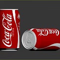 Two Red Coca-Cola Cans One Standing and One Lying on Reflective Surface 3d model