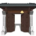 Chinese Gate Patio Door 3d model