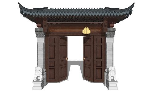 Chinese Gate Patio Door 3d model