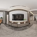 Modern Living Dining Room Interior With Gray Sofa Coffee Table TV Cabinet And Decorative Painting