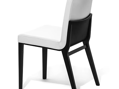 Modern Leisure Chair with White Padded Seat Black Wooden Frame and Ergonomic Backrest Design 3d model
