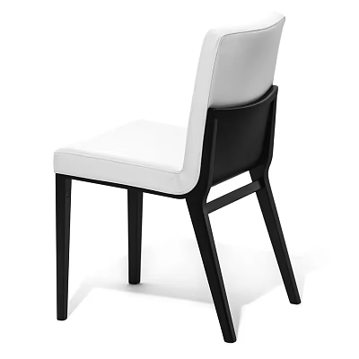 Modern Leisure Chair with White Padded Seat Black Wooden Frame and Ergonomic Backrest Design 3d model