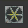 Computer Cooling Fan With Yellow Blades And White Square Frame Design 3d model