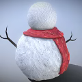 Inflatable Snowman Decor with Red Scarf Black Branch Arms and Buttons