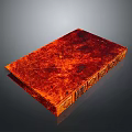 Red Leather Rectangular Storage Box With Textured Surface And Glossy Finish