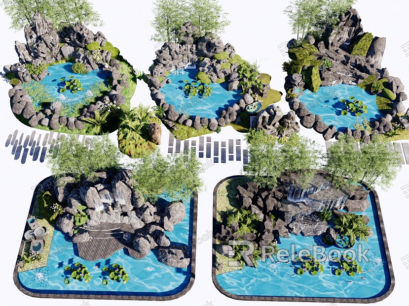 Modern new Chinese rockery rockery rockery stacked water sketch features water drop model