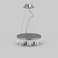 Modern Chandelier With Circular Base Curved Metal Wires And White Decorative Pendants