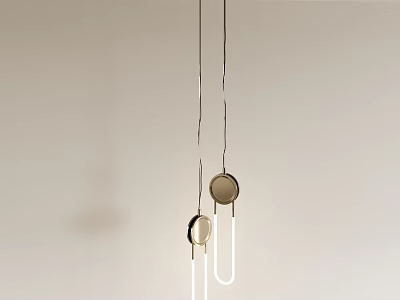 Modern Hanging Decorative Lights With Metal Frame And Round White Tubes 3d model