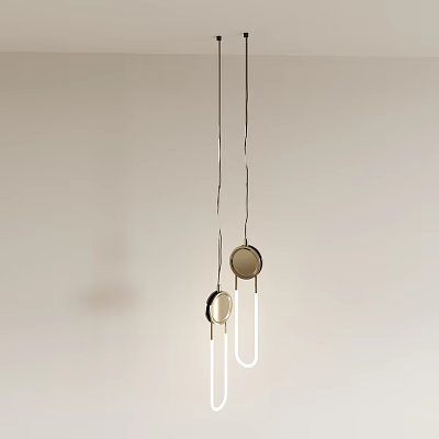 Modern Hanging Decorative Lights With Metal Frame And Round White Tubes 3d model