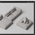 Modern Modular Sofa Combination With Light Gray Fabric And Soft Cushioned Seats 3d model