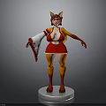 3D Animated Fox Character With Red Outfit And White Display Base
