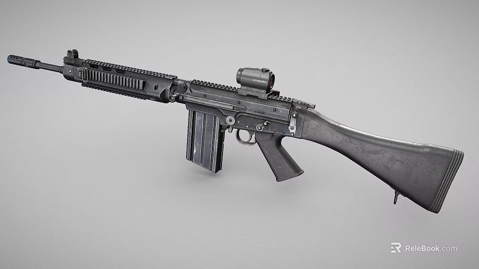 Modern Black Tactical Rifle With Detachable Magazine Scope And Rail System 3d model 