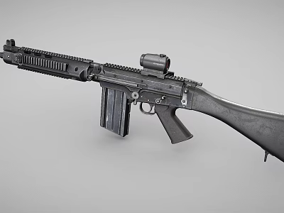 Modern Black Tactical Rifle With Detachable Magazine Scope And Rail System 3d model