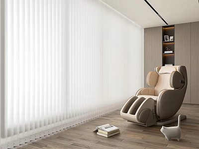 Modern Ergonomic Massage Chair In Bright Room With White Blinds And Wooden Floor 3d model