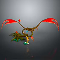 Game Movie Character With Red Wings Twisted Branch Body Blue Sword And Green Base