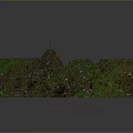 3D Rendered Terrain Featuring Green Vegetation Blue Water Channels and Orange Vertical Partition