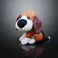 Brown And White Plush Dog Stuffed Toy Sitting With Floppy Ears Black Nose