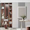Modern Open Shelf Bookcase With Books Decor Items And Green Plants In Interior Space