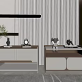 Modern Bedside Tables With Minimalist Design And Decorative Accents On Striped Wall Background